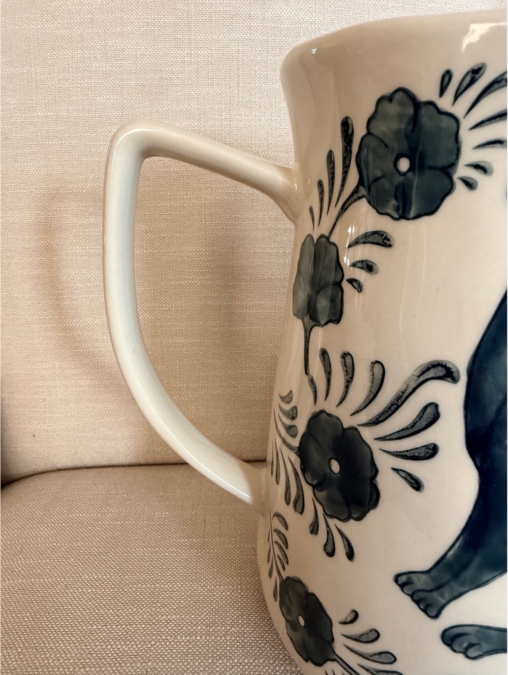 Blue and White Rabbit Ceramic Pitcher - Picture 11 of 12